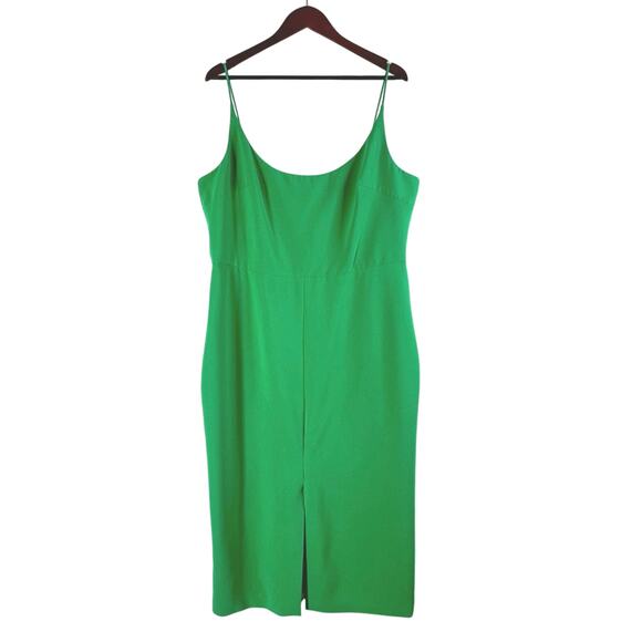 Christian Siriano Grass Green Midi Slip Dress Sleeveless Scoop Neck - Picture 4 of 12